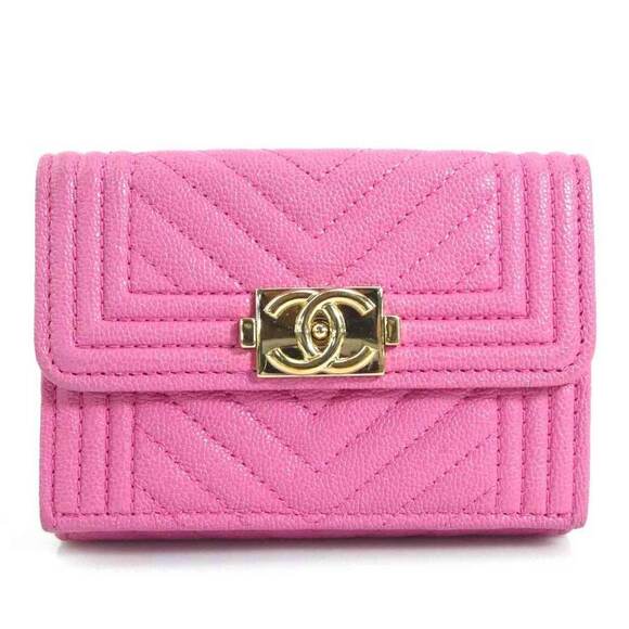 CHANEL Handbags - CHANEL Pink Caviar Leather Wallet